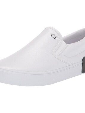 Men's White Leather 100% Synthetic Rubber Canvas Upper Padded Footbed Sneaker